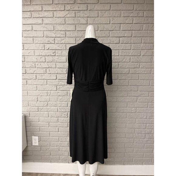 Evan Picone Women Short Sleeve Surplice Neckline Ruched Waist Dress Size 6 NWT - Picture 3 of 8